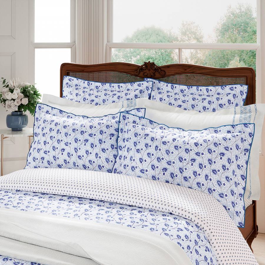 Swanwick Oxford Pillowcase Indigo Blue & White