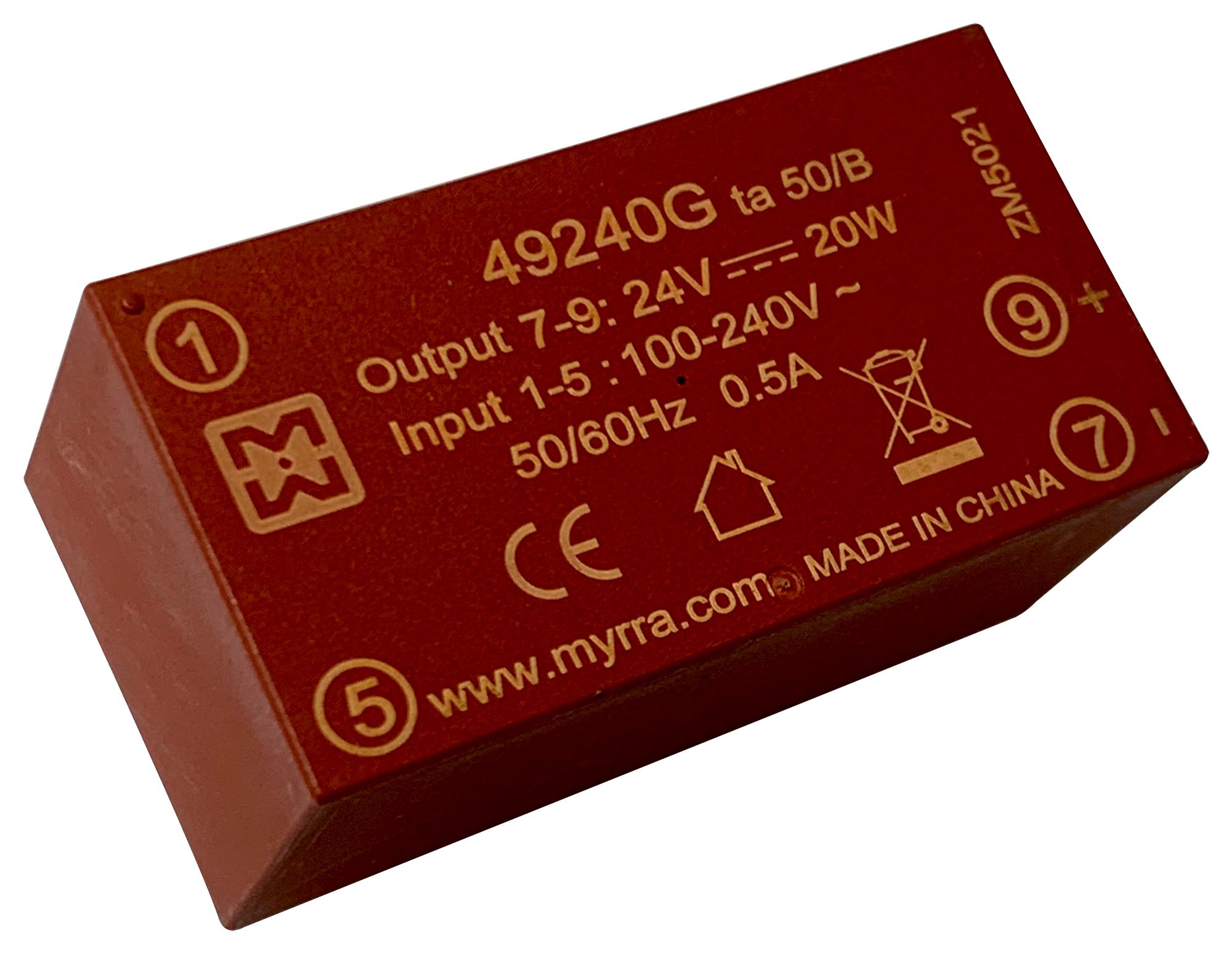 Myrra 49240G Power Supply, Ac-Dc, 24V, 0.833A