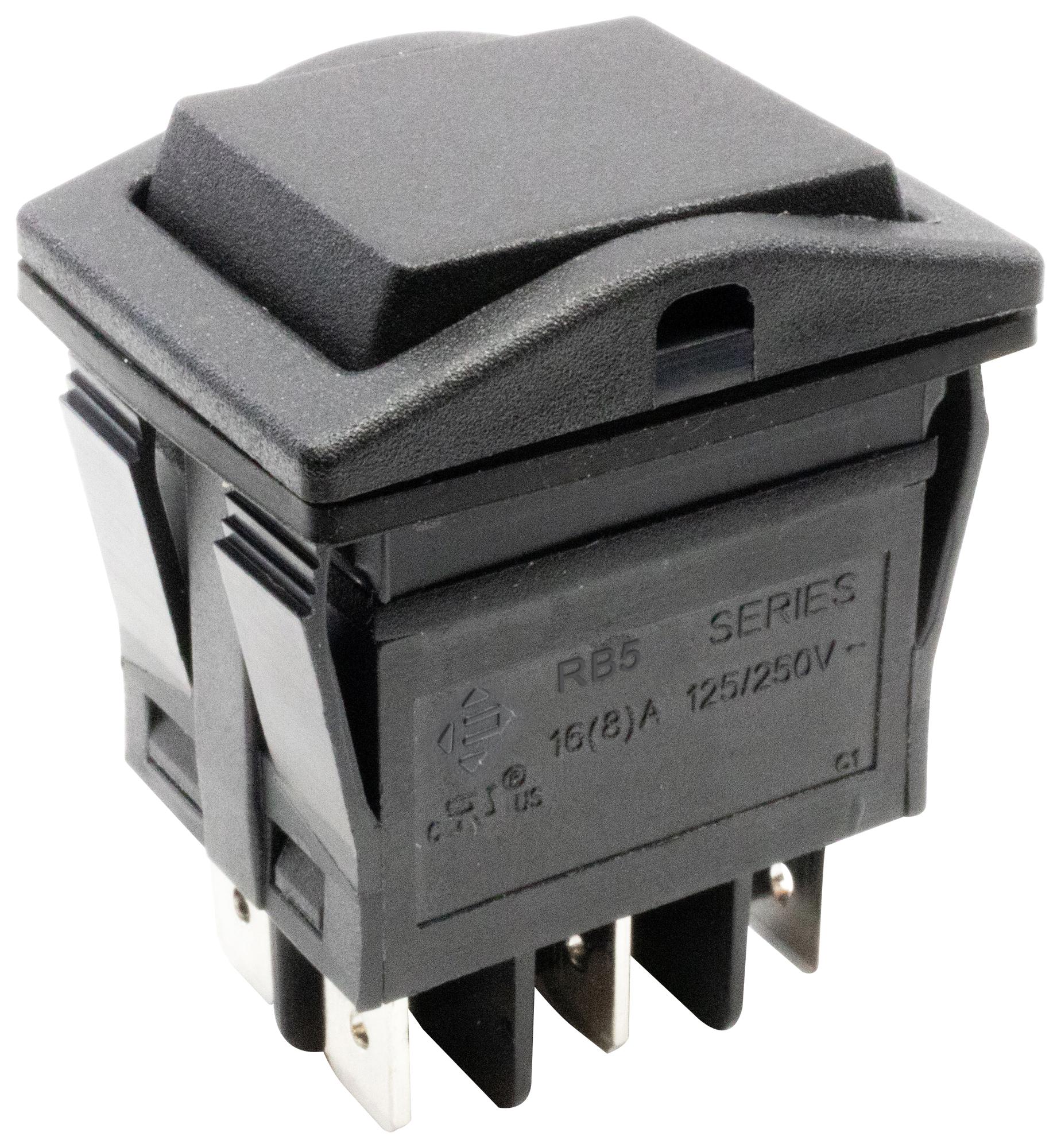 E-Switch Rb547A1100-136 Rocker Switch, Dpdt, 16A, 250Vac, Panel