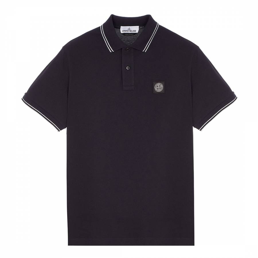 Black Pique Stretch Polo Shirt