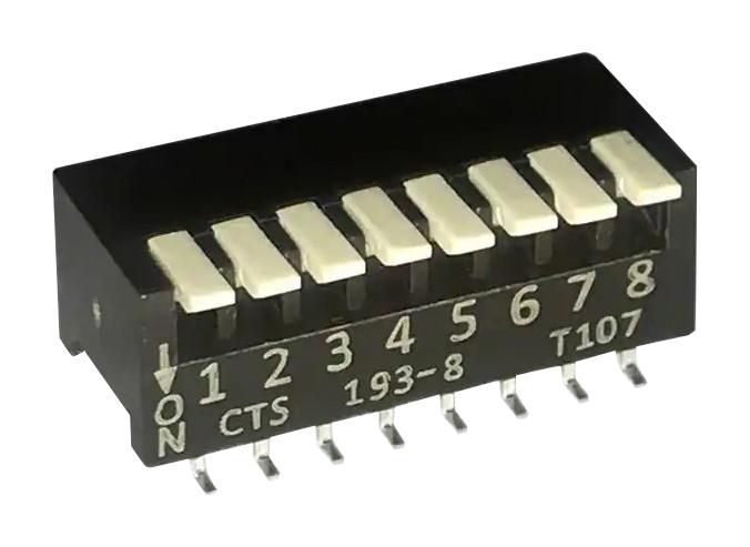 Cts 193-8Msr Dip Switch, 0.1A, 50Vdc, 8Pos, Smd