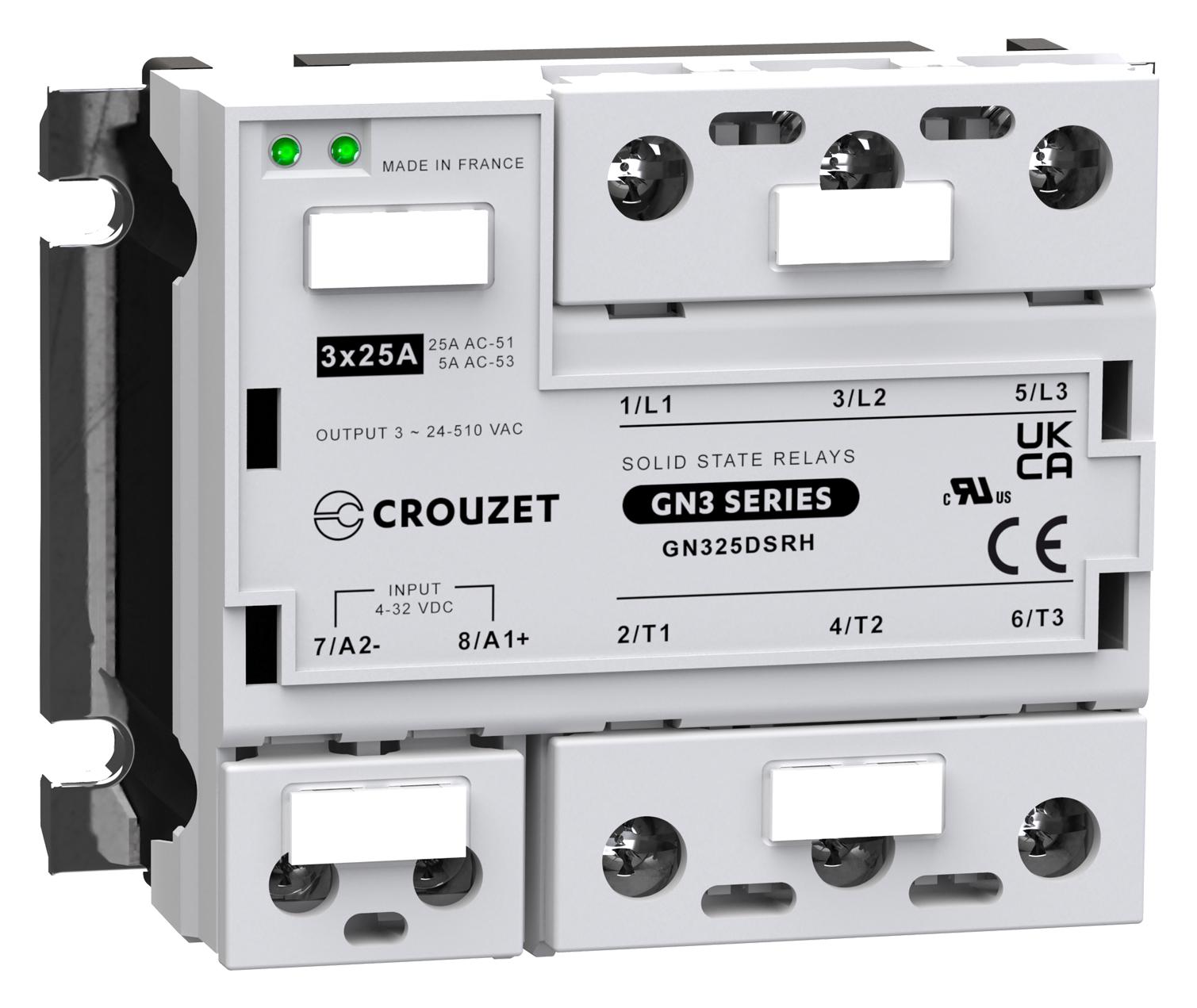 Crouzet Gn325Dsrh Solid State Relay, 25A, 4-32Vdc, Panel