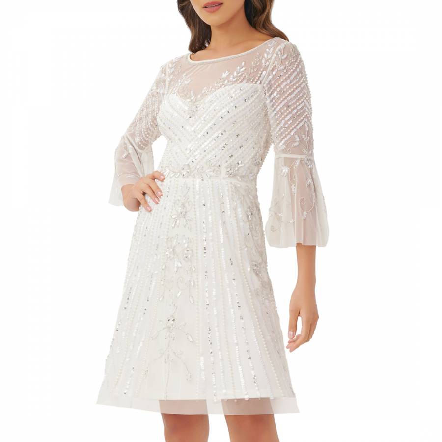 White Beaded Short Dress