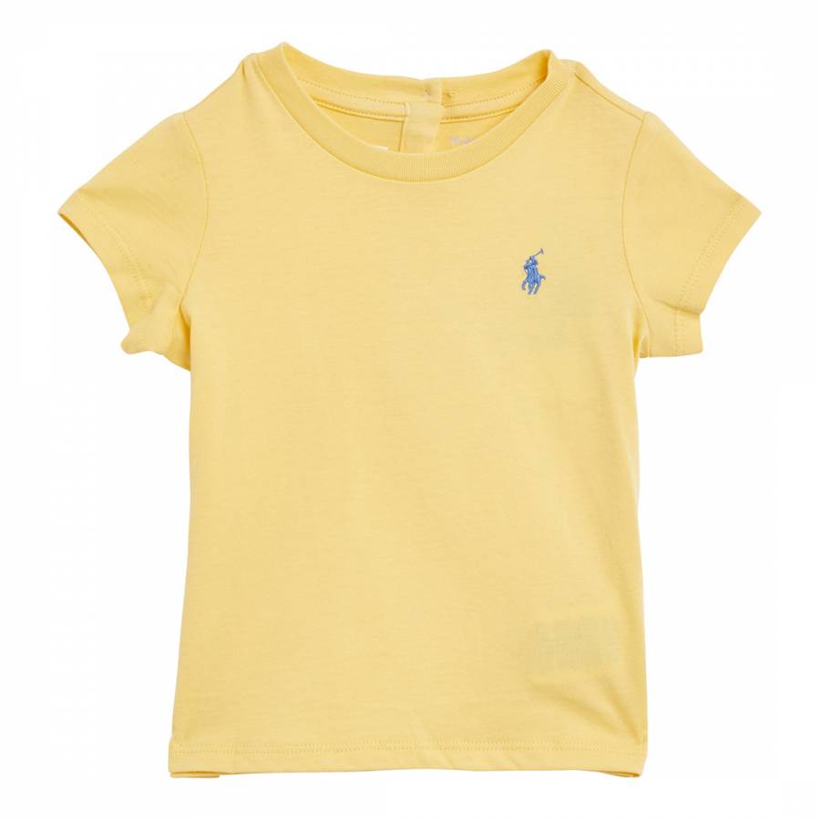 Baby Girl's Yellow Jersey Ribbed Cotton T-Shirt