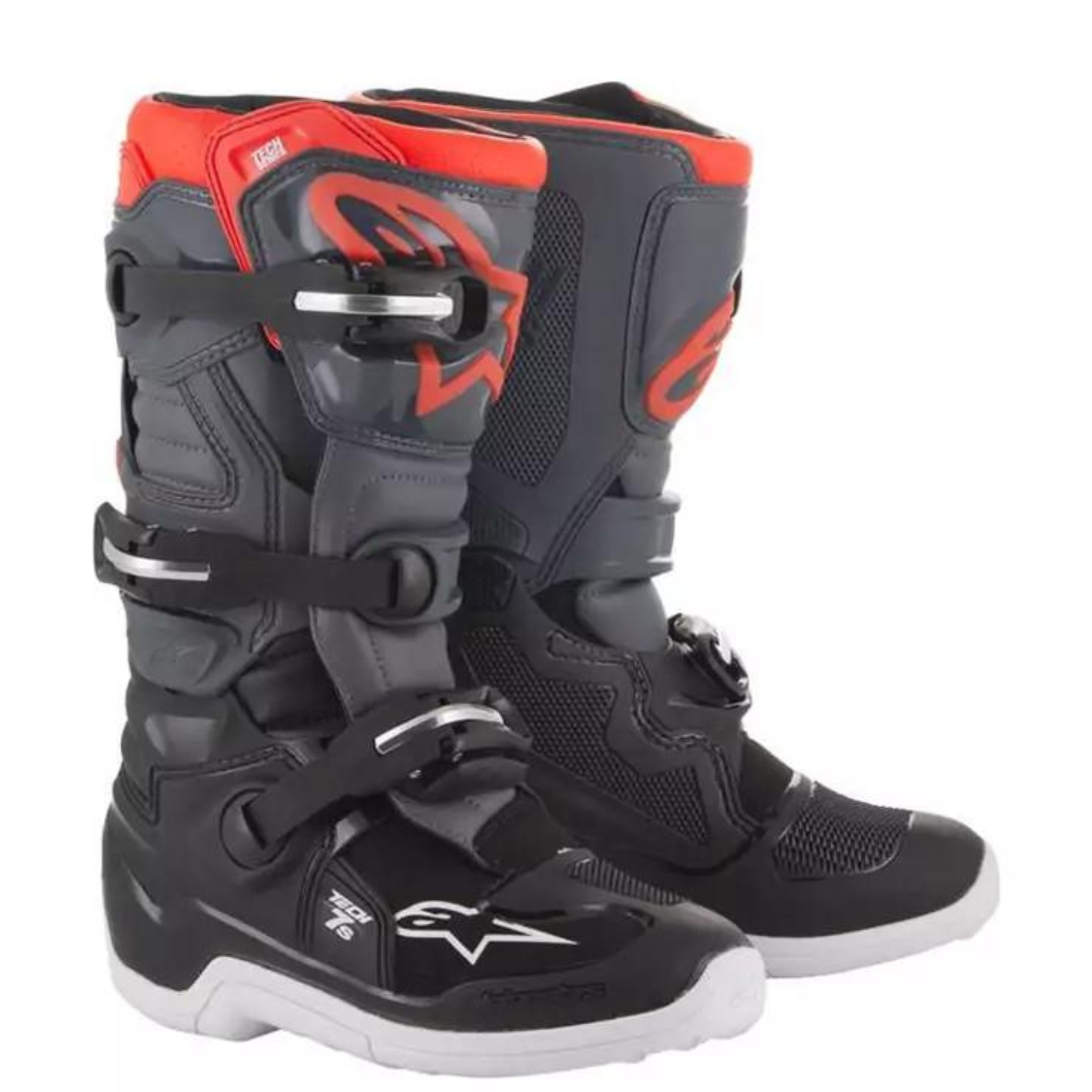 Alpinestars Tech 7 S Black Dark Grey Red Fluo Boots Size US 4