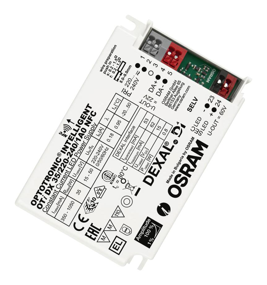 Osram Oti-Dx-35/220-240/1A0-Nfc Led Driver, Constant Current, 60V, 35W