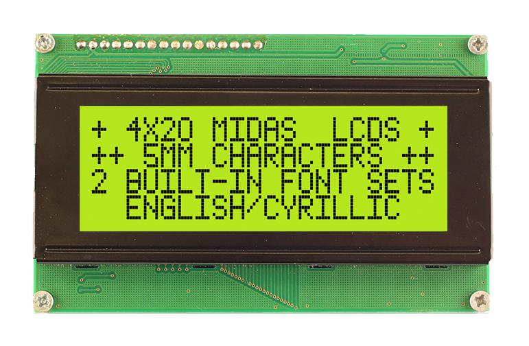 Midas Displays Mc42005A6Wr-Sptly-V2 Lcd Module, Cob, Stn, 20X4, Parallel