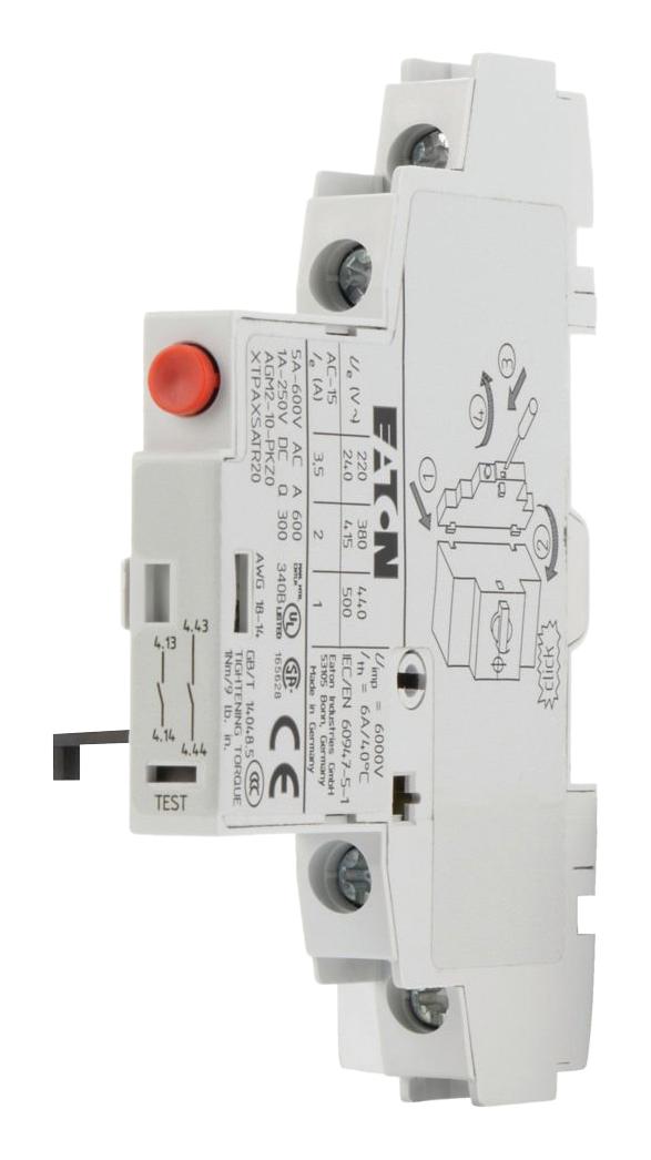 Eaton Moeller Agm2-10-Pkz0-Pi Auxiliary Contact, 2No, Side/push In