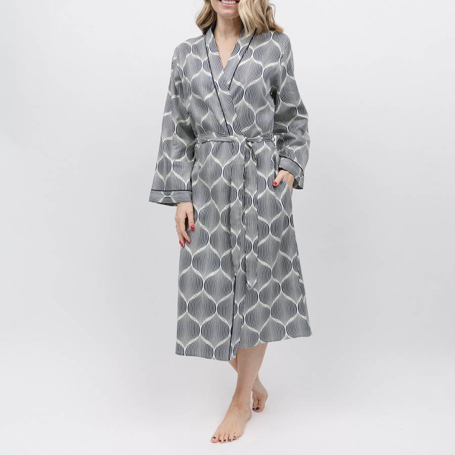 Grey Nicole Geo Print Dressing Gown