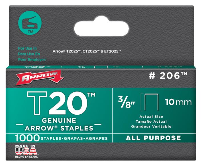 Arrow Fastener 206 10mm T20 Staples (Pk 1000)