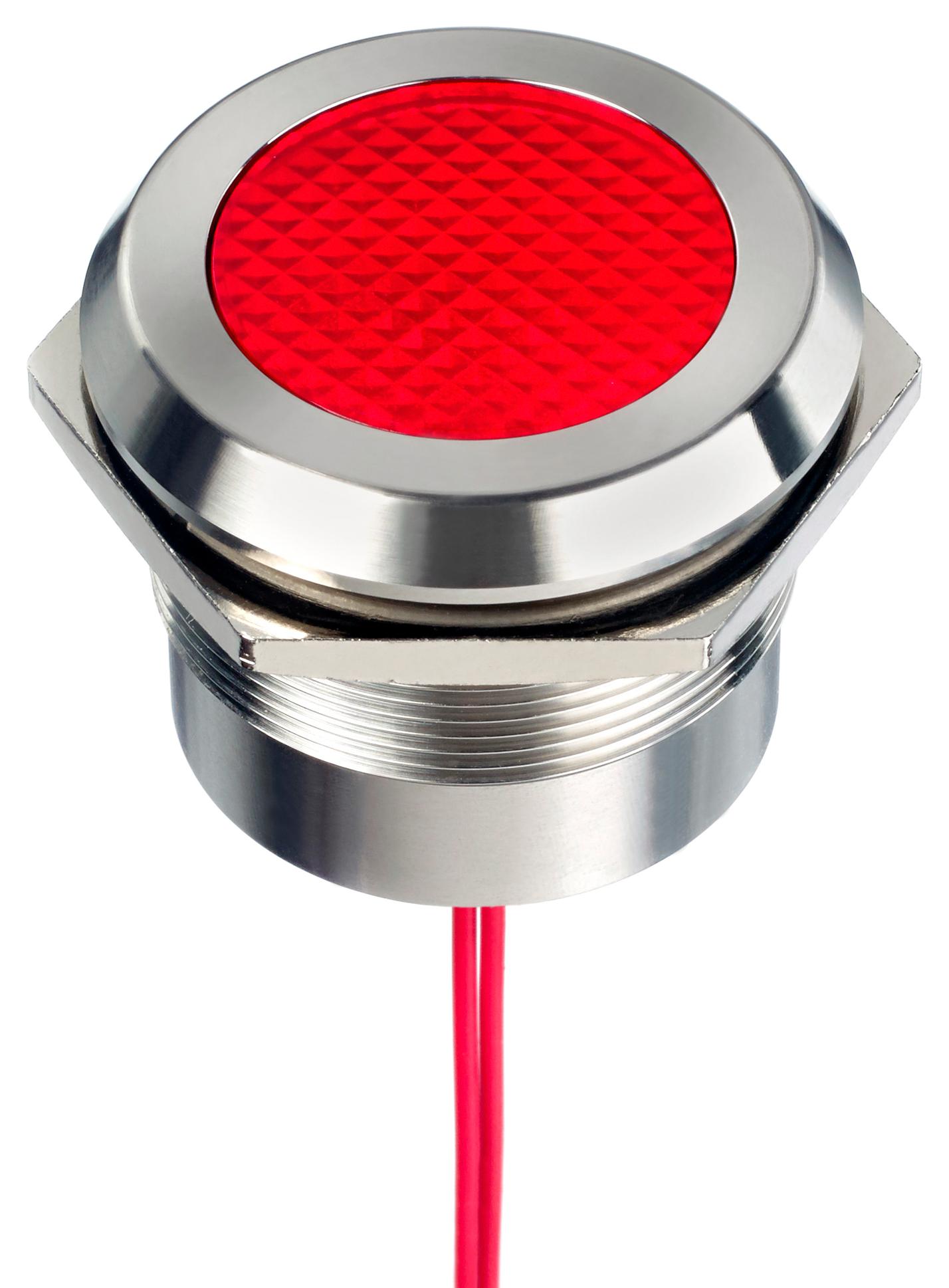 APEM Q30Y5Sxxr1Ae Led Panel Indicator, 30mm, Red, 24V