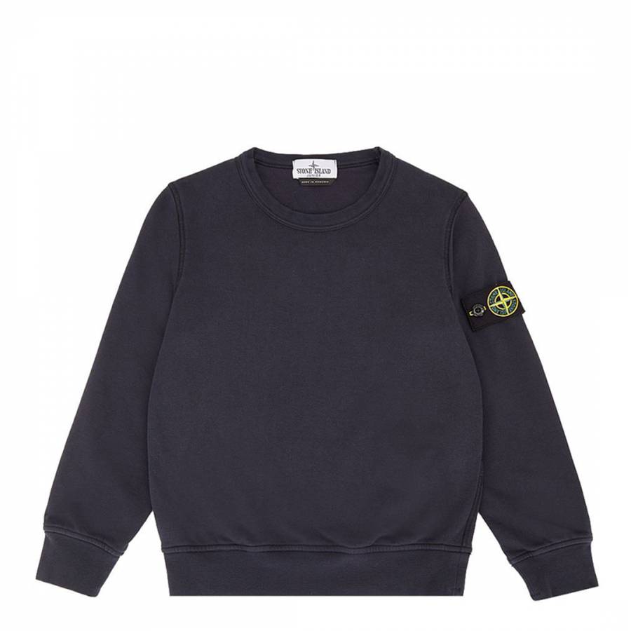 Navy Crew Neck Cotton Fleece Sweatshirt