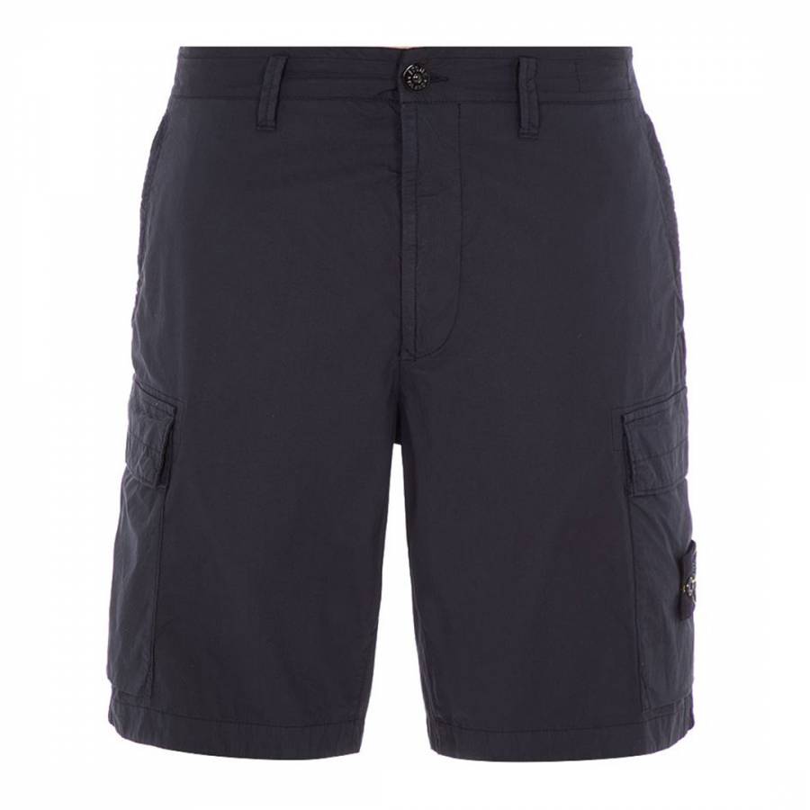 Navy Cargo Bermuda Cotton Blend Shorts