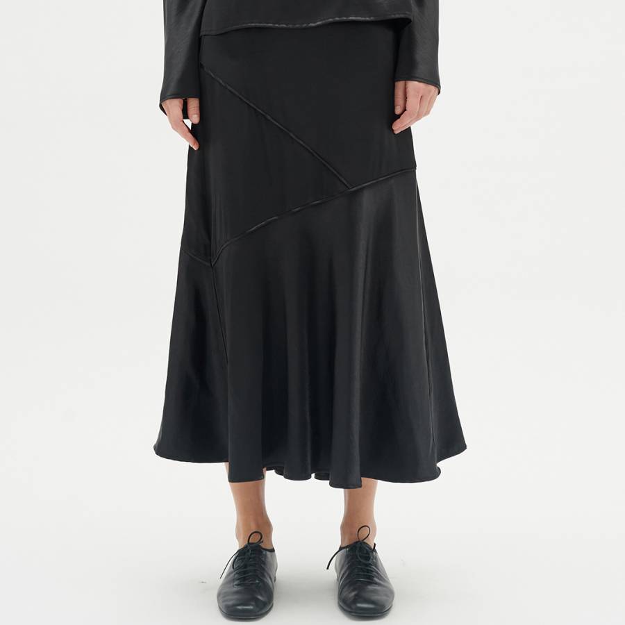 Black Laurel Frill Midi Skirt