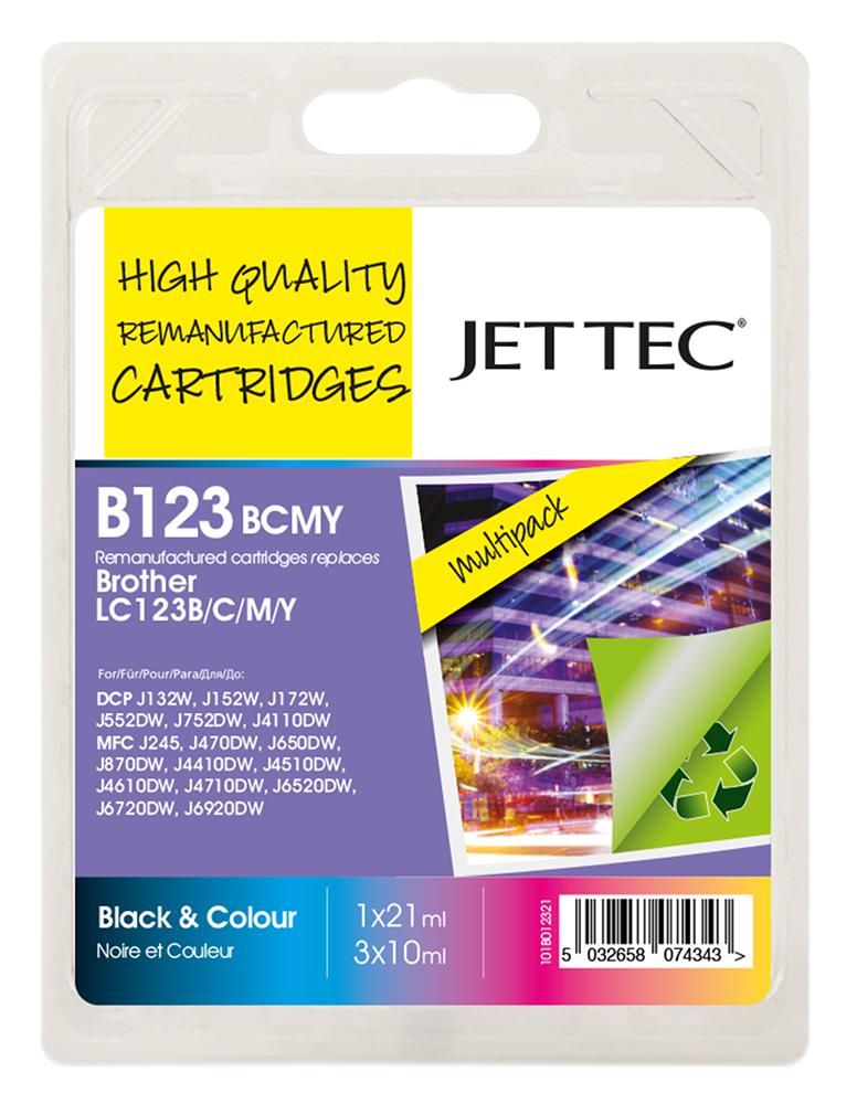 Jet Tec 101B012321 Ink Cart, Lc123 Bcmy Multipack, Reman