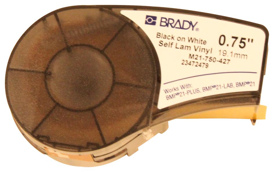 Brady M21-750-427. Label, Tape, Self-Lam, 0.75Inx14Ft, Vinyl, Black/white