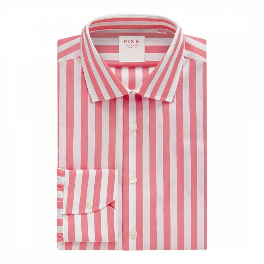 Pink Seaside Stripe Tailored Fit Cotton Shirt