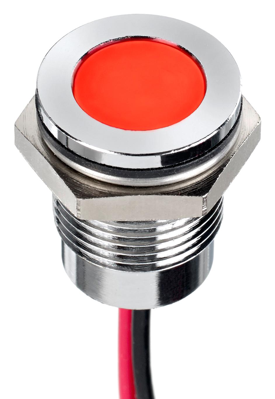 APEM Q14F5Cxxhr12E Led Panel Indicator, Red, 14mm, 12Vdc