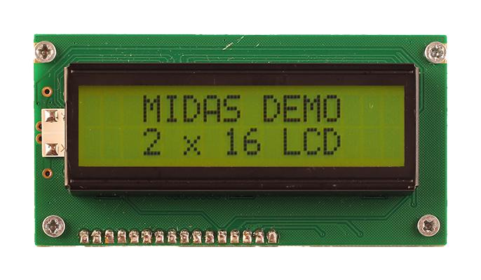 Midas Displays Mc21605A6W-Sptly3.3-V2 Lcd Display, Cob, 16 X 2, Stn, 3.3V
