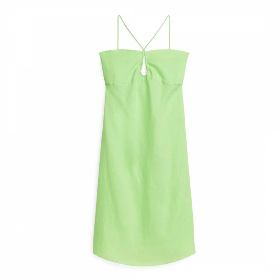 Green Linen Strap Dress