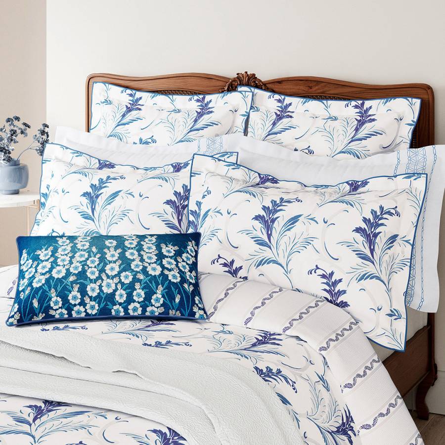 Baroque Oxford Pillowcase Indigo Blue & White