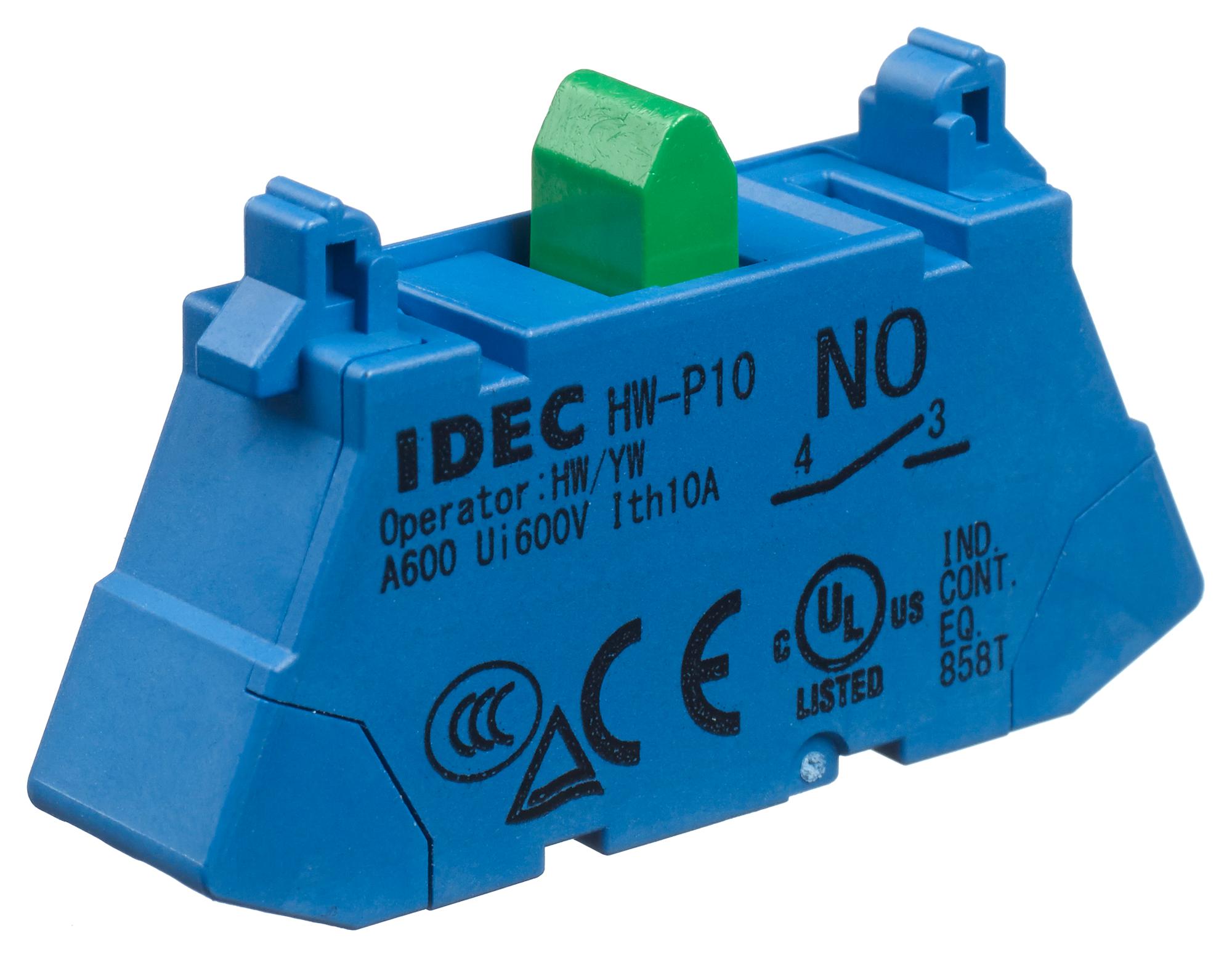 IDEC Hw-P10 Sw Contact Block, 10A, 110Vac/1P/push In