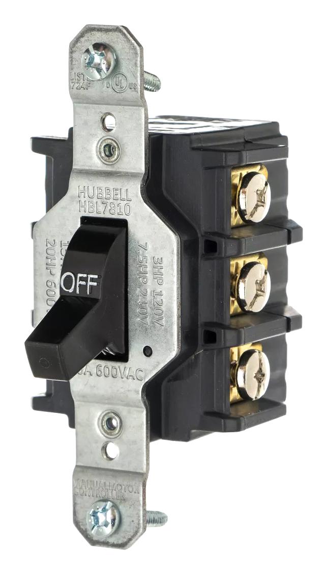 Hubbell Wiring Devices Hbl7810S Switch Disconnector, 3 Pole, 30A, 600Vac