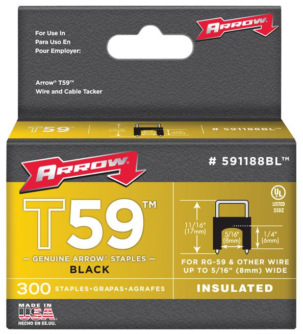 Arrow Fastener 591188Bl 6mm X 8mm Black Ins Staples (300)