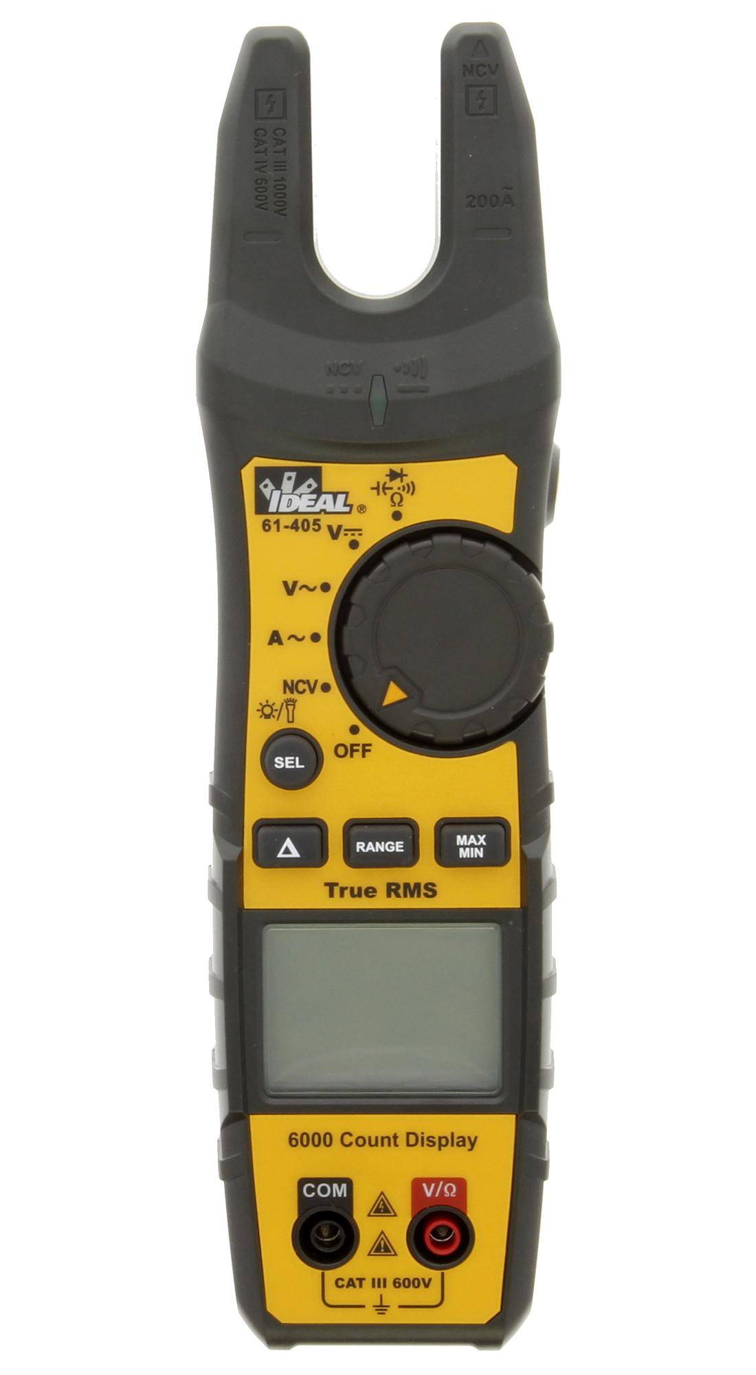 Ideal 61-405 Multimeter, Clamp, Auto, True Rms, 200A
