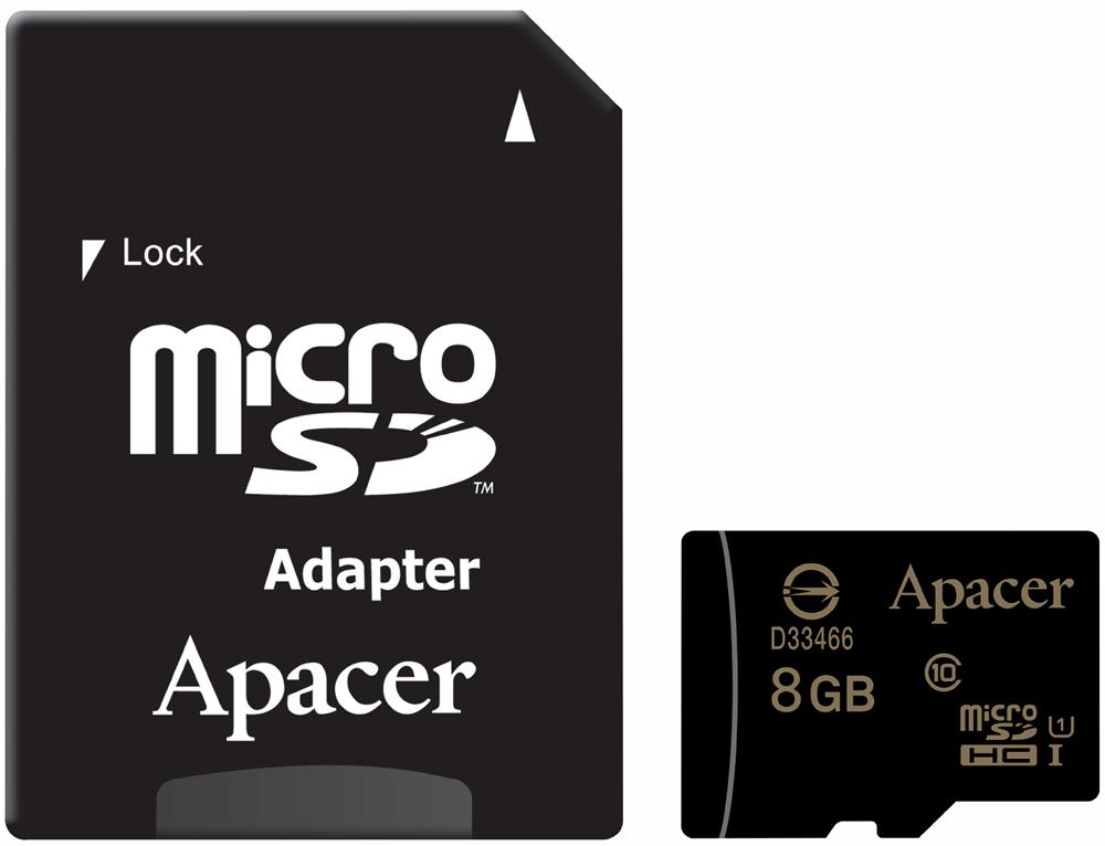 Apacer Ap8Gmcsh10U1-R Microsdhc Uhs-I C10 8Gb W/ Adapter