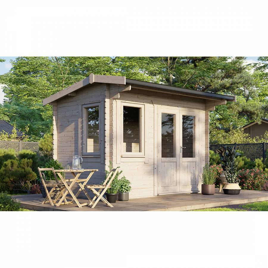 SAVE £500 12x8 Power Apex Log Cabin Doors to the Right  -  28mm