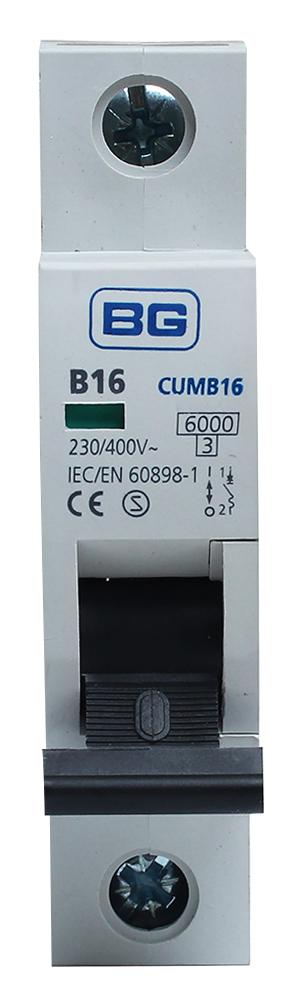 Bg Electrical Cumb16-01 16A Type B Mcb, Single Pole, 6Ka