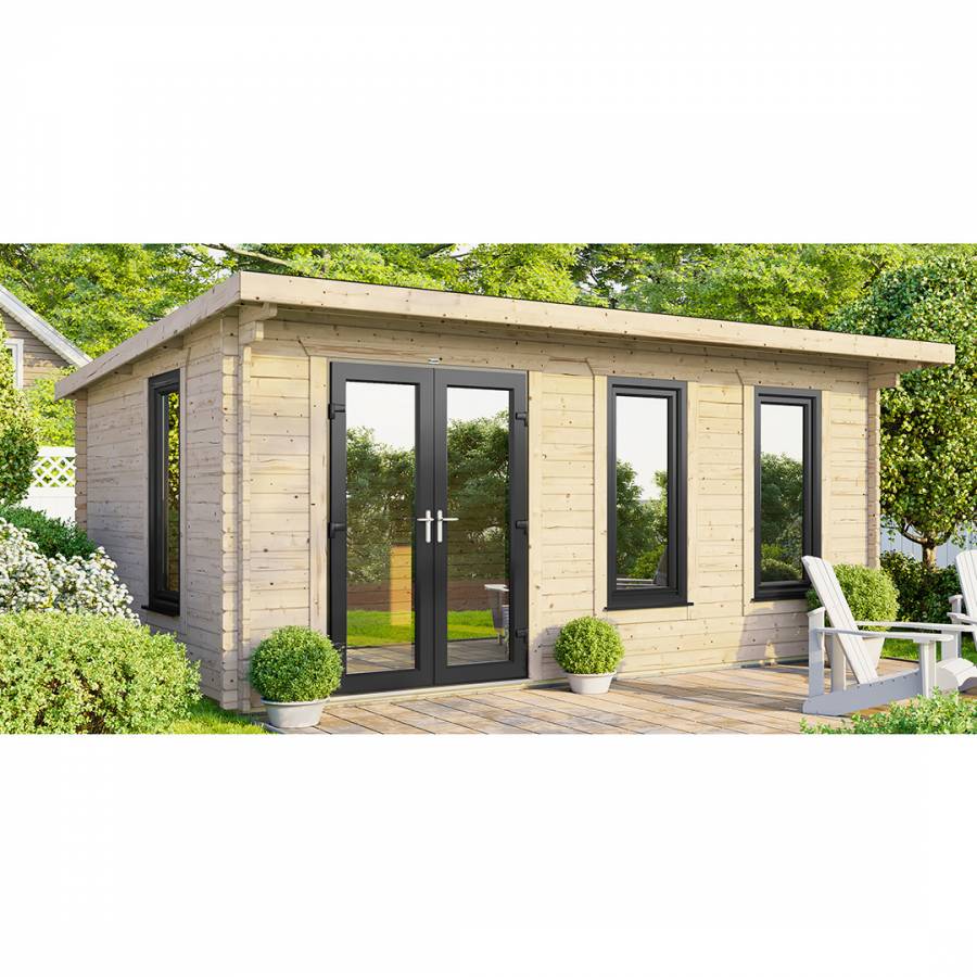 SAVE £1270  18x10 Power Pent Log Cabin Doors to the Left - 44mm