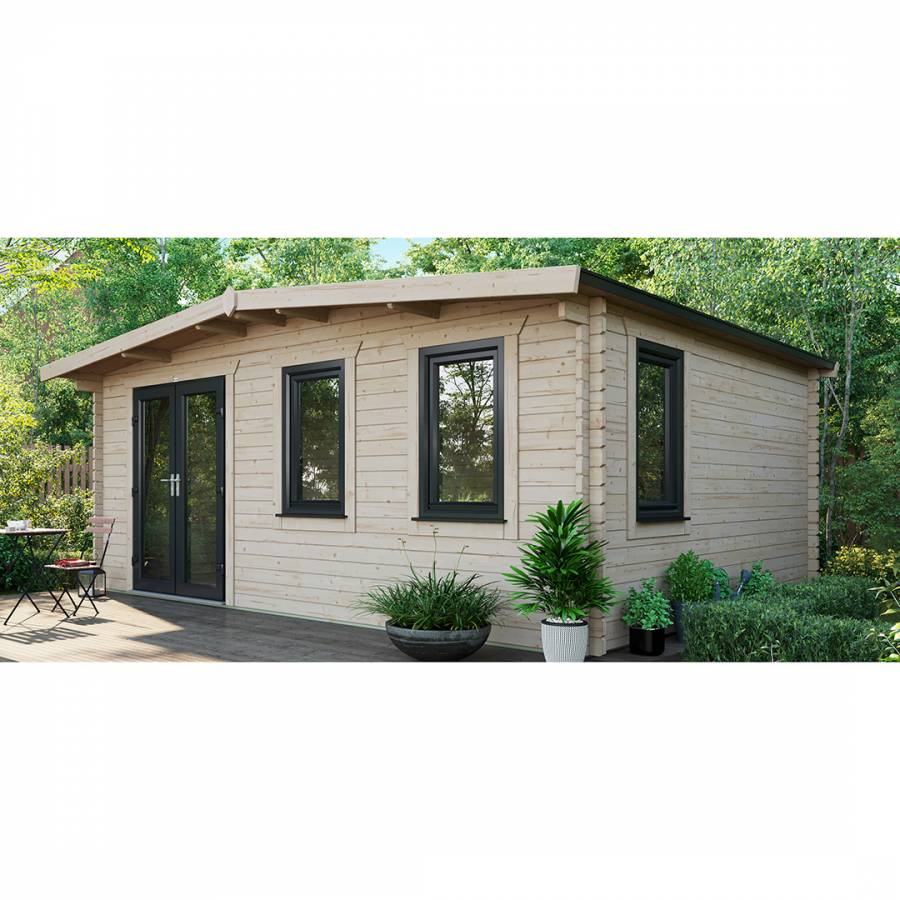 SAVE £1465  14x18 Power Chalet Log Cabin Doors to the Left - 44mm