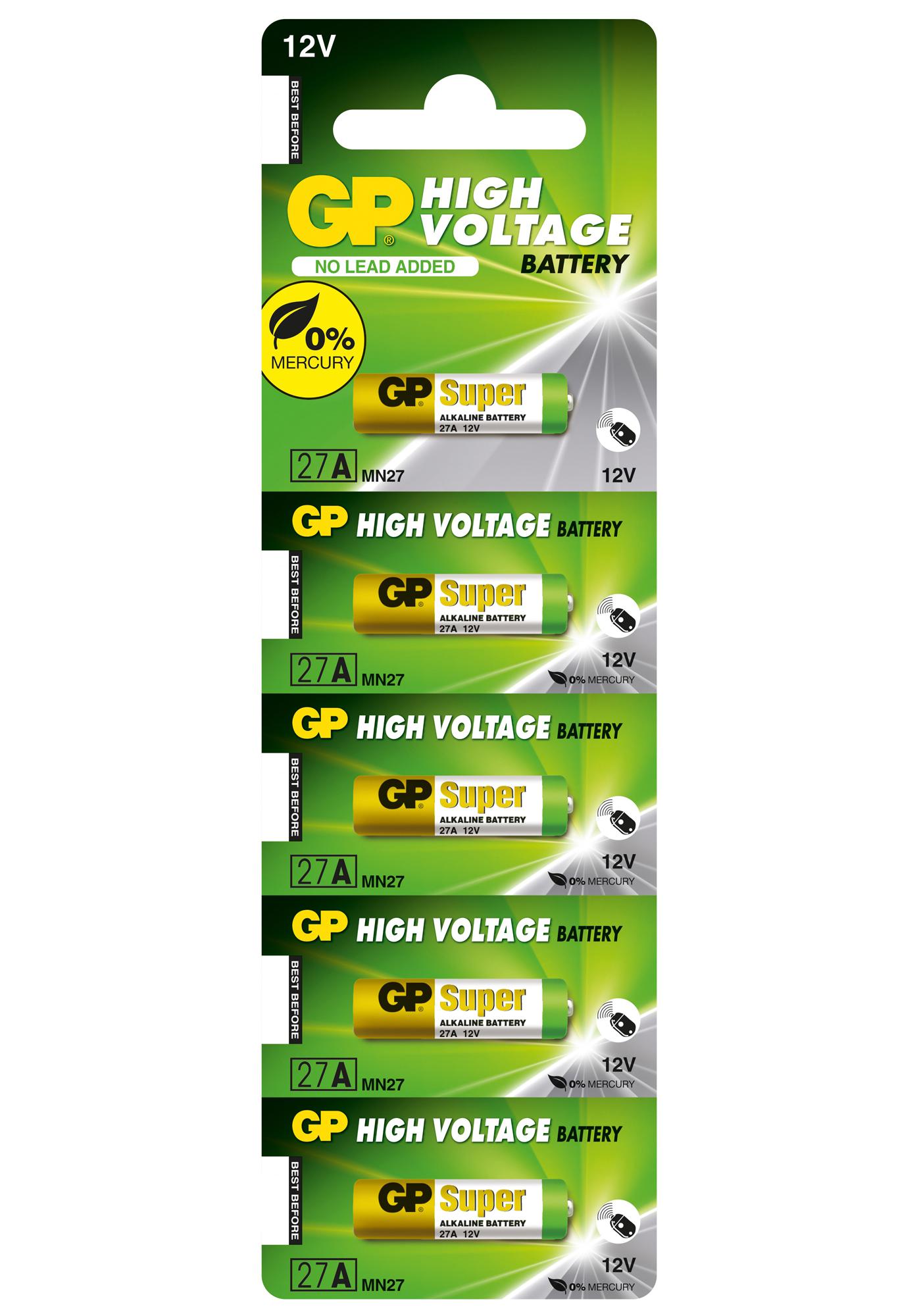 Gp Batteries Gppba27Af002 Battery, Alkaline, 12V, A27, Pk5