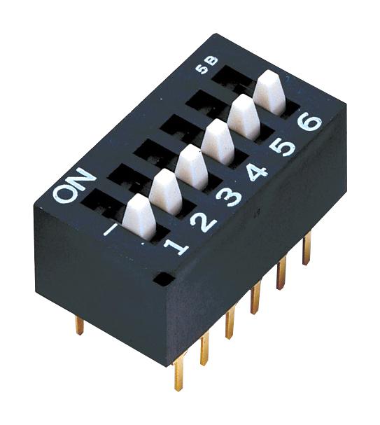 NIDEC Components Ces-0602Mc Dip Switch, 6Pst-No, 0.1A, 6Vdc, Tht