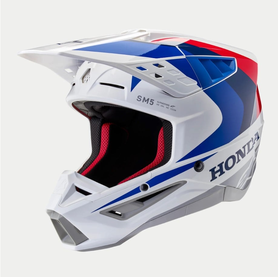 Alpinestars Honda S-M5 Helmet Ece 22.06 White Blue Red Glossy Size XS