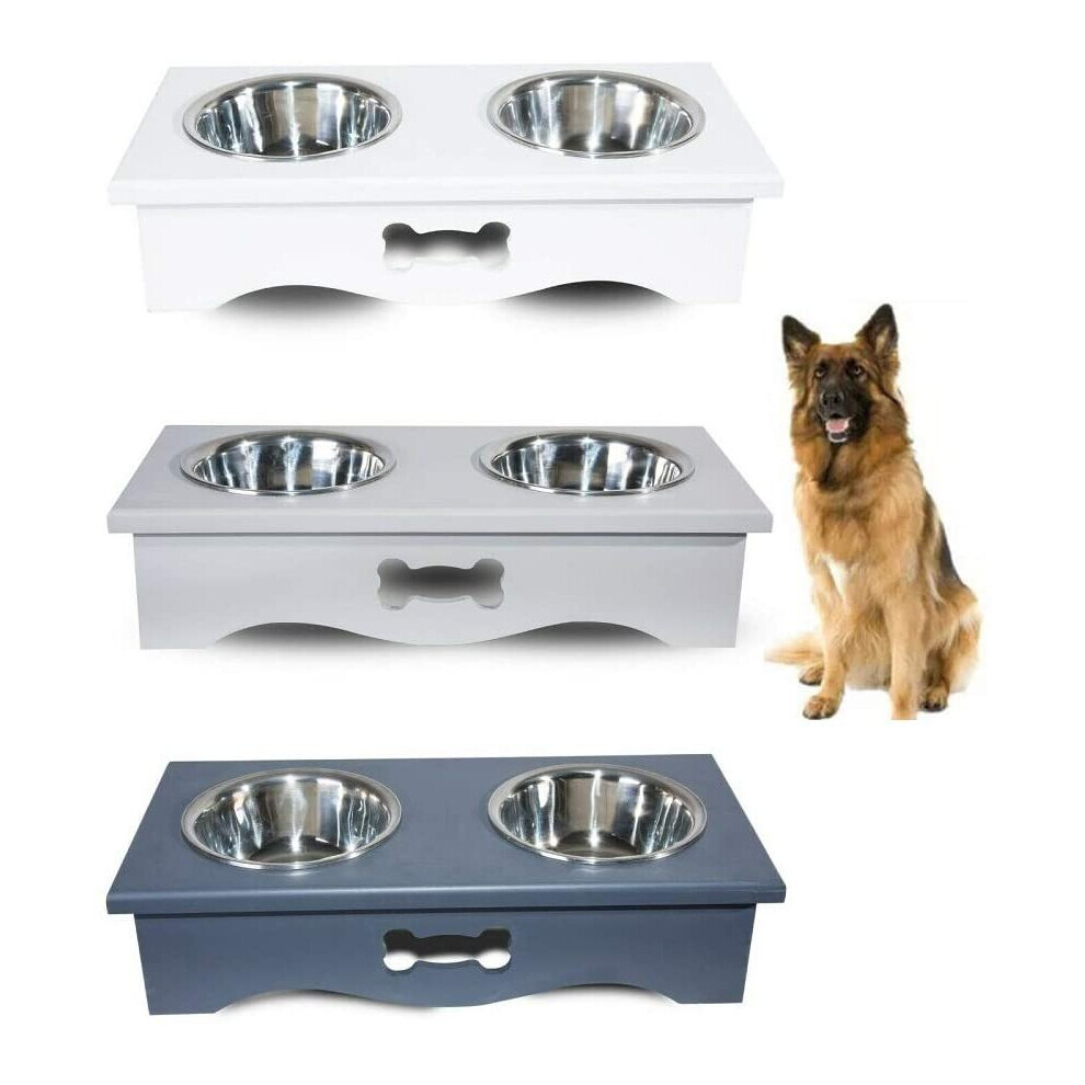 (Dog Cat Bowls Water Food Feeder) US304 Stainless Steel Pet Dog Bowl Raised Elevated Bowl