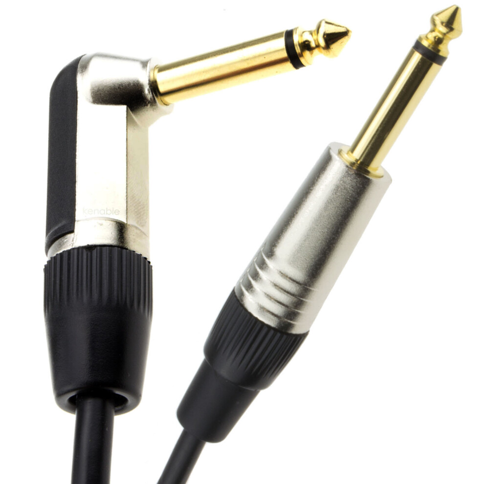 kenable GOLD Right Angle MONO Jack 6.35mm Guitar Amp LOW NOISE Cable Lead  4m