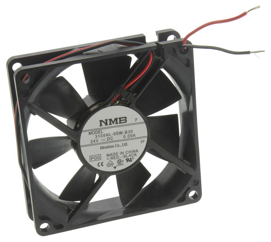 Nmb Technologies 08020Sa-24L-Ea-00 Axial Fan, 80mm, 24Vdc, 36Cfm, 34Db