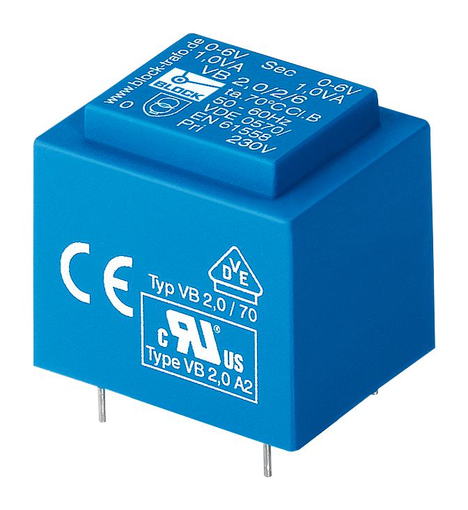 Block Vb0.35/2/6 Transformer, 0.35Va, 2 X 6V