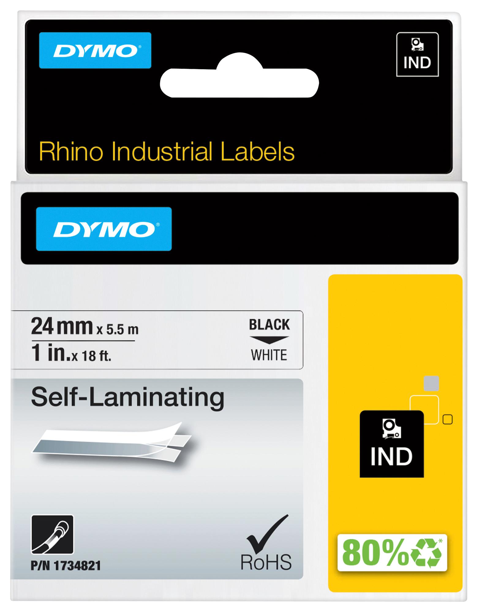Dymo 1734821 Labels, Printer, 5M X 24mm, Blk/wht