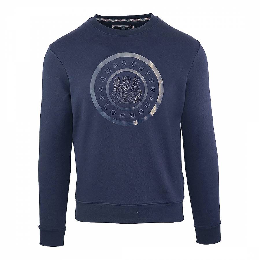 Navy Circle Logo Cotton Sweatshirt