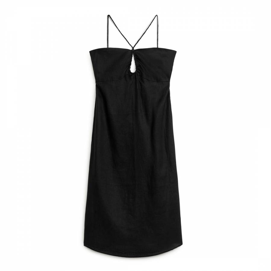 Black Linen Strap Dress