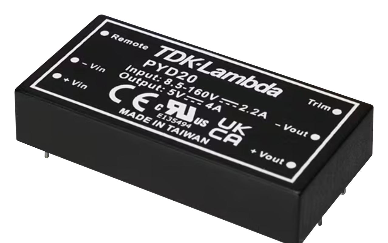 TDK-Lambda Pyd20-72Wd24 Dc-Dc Converter, 24/-24V, 0.417/-0.417A