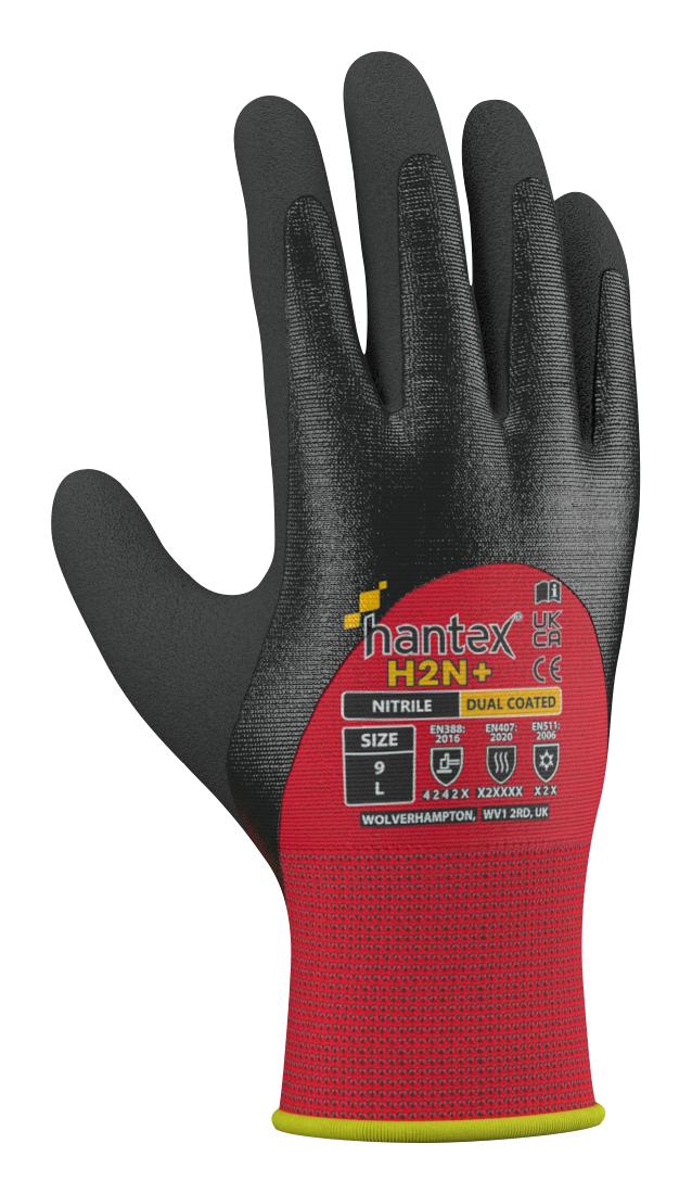 Uci G/hantex-H2N/rd/10 Thermal Gloves, Pet, Blk/red, Xl