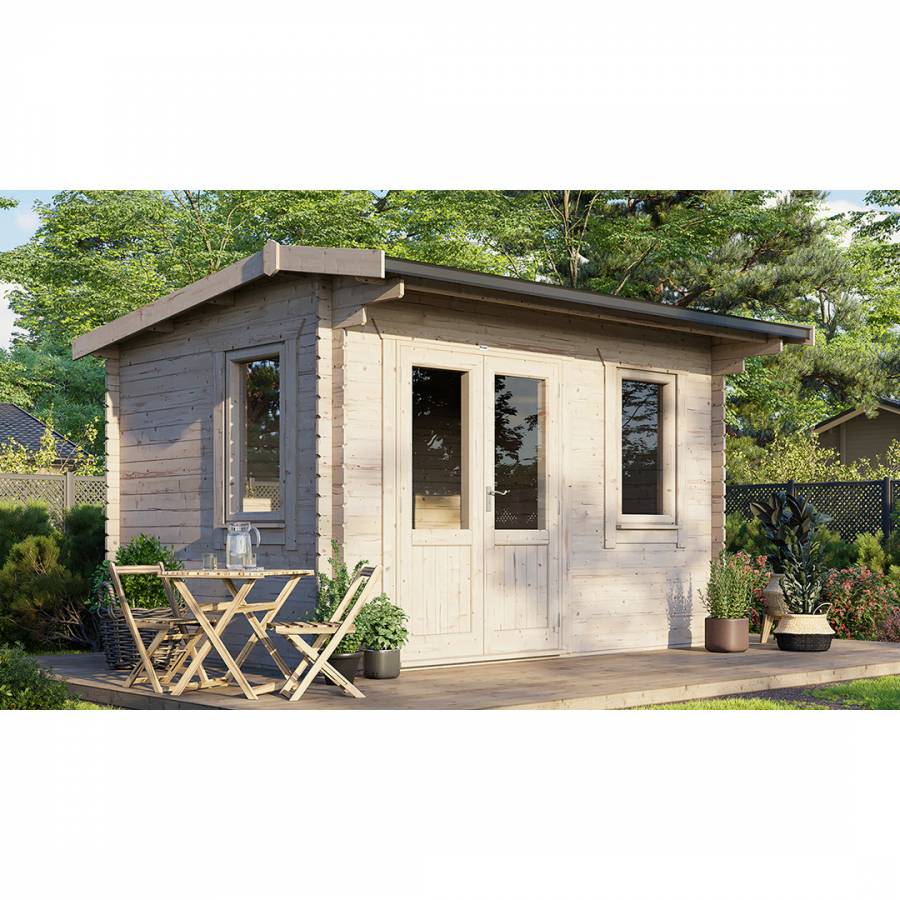 SAVE £560 14x10 Power Apex Log Cabin Doors to the Left  -  28mm