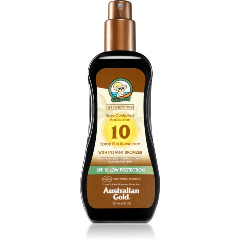 Australian Gold Spray Gel Sunscreen With Instant Bronzer protective sunscreen spray with bronzer SPF 10 237 ml