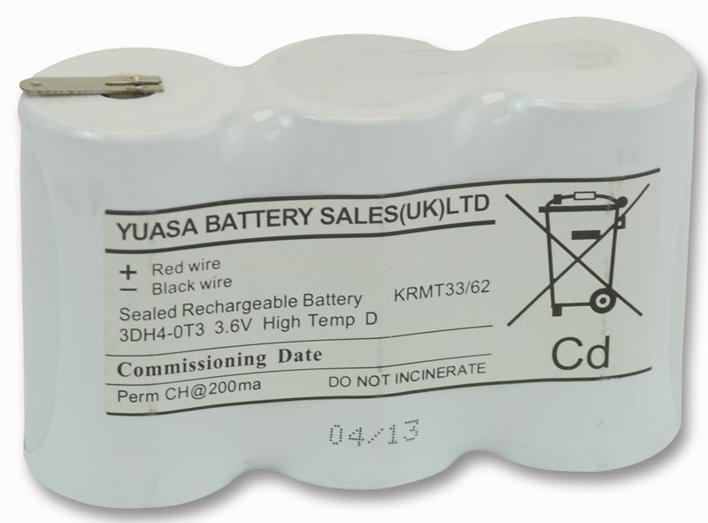 Yuasa 3Dh4-0T3 Battery, NI-Cad 3Xd Side-Side Tagged
