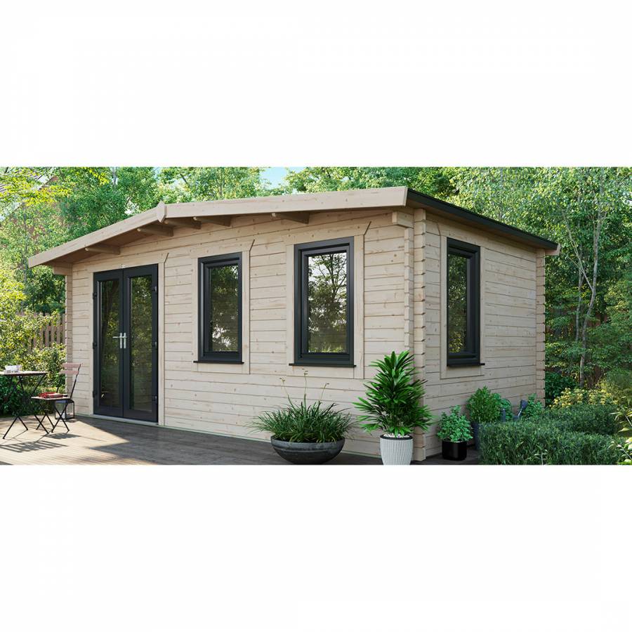 SAVE £1270  10x18 Power Chalet Log Cabin Doors to the Left - 44mm